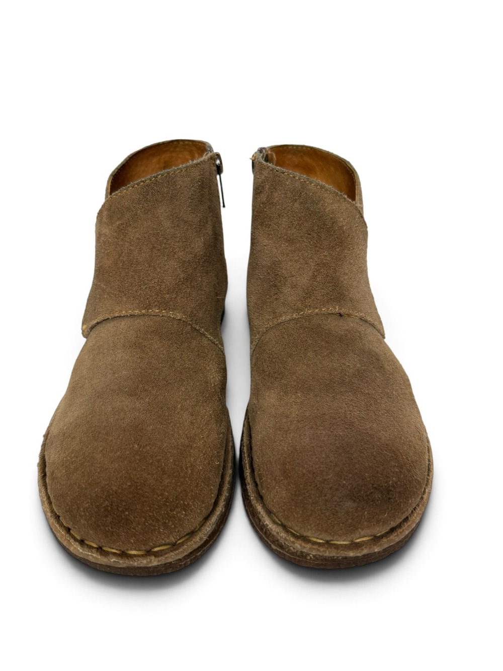 Born Tora Womens 7 Brown Suede Leather Side Zip Ankle Boots Booties - Picture 3 of 7